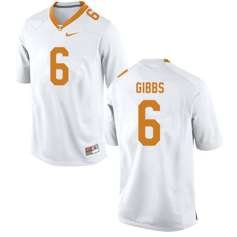 Men #6 Deangelo Gibbs Tennessee Volunteers College Football Jerseys Sale-White - Click Image to Close